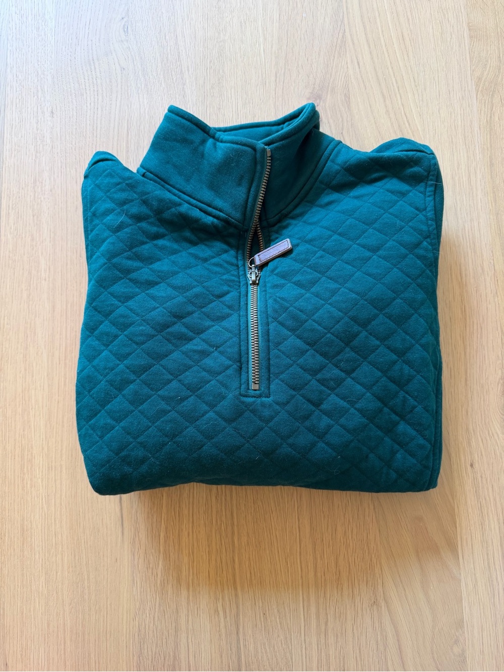 Women’s XS Quilted Quarter Zip Sweater - hunter green color LLBEAN